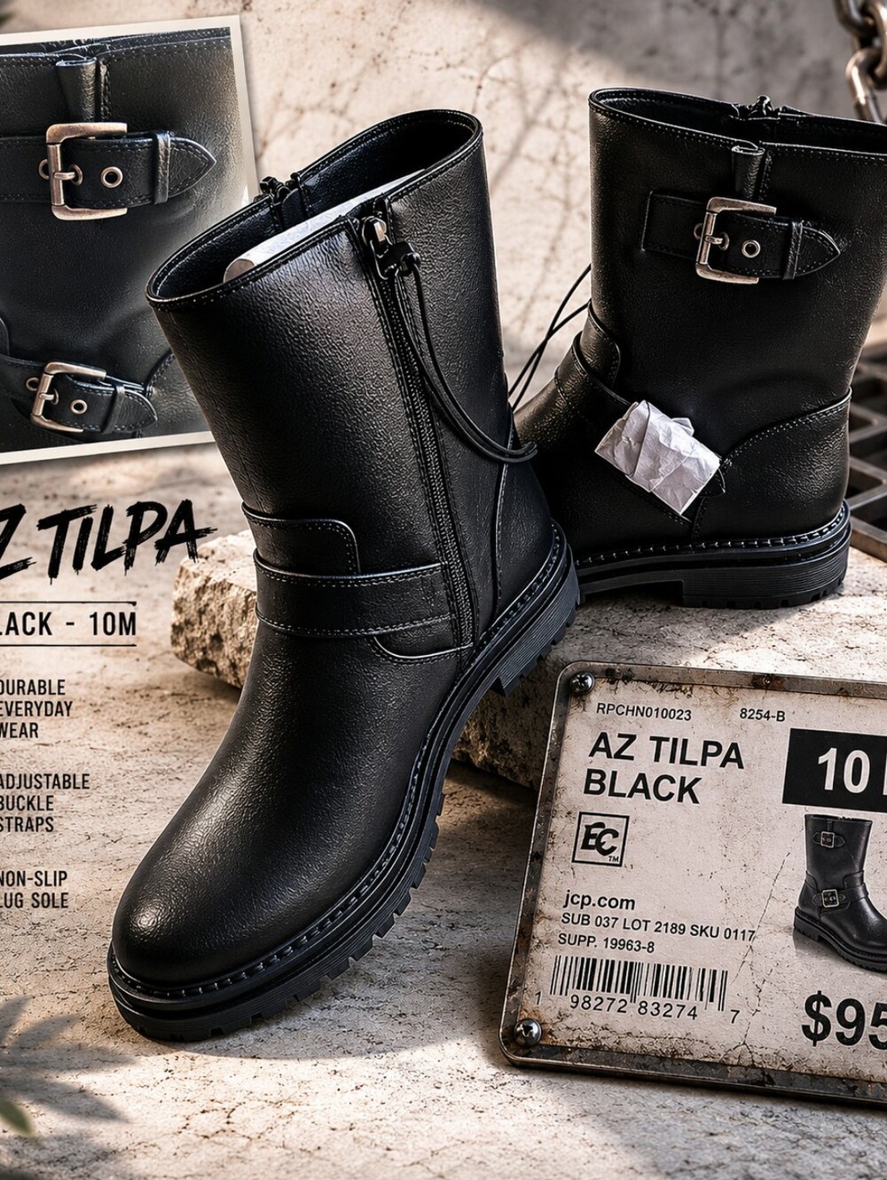 🔥 NWT Arizona Tilpa Black Moto Boots | Size 10M | Edgy Biker Chic 🔥